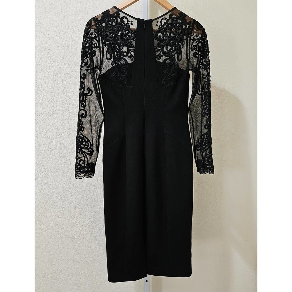 KAREN MILLEN Black Lace Long Sleeve Midi Zippered Dress sz 6 - Picture 2 of 11